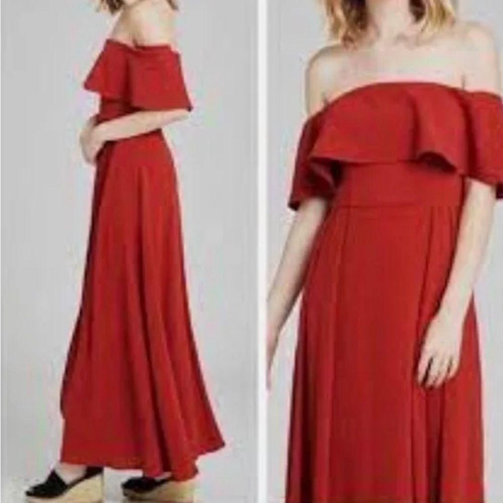 ALTAR’D STATE DAYLA Womens Burnt Orange Off the Shoulder Maxi Dress size M NWT